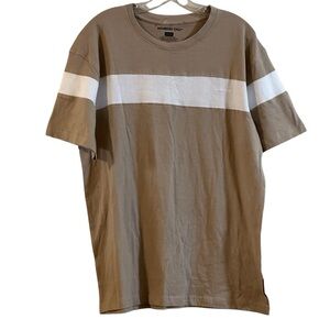 Members Only Colorblock Tan and White Stripe T-Shirt Men’s Size XL